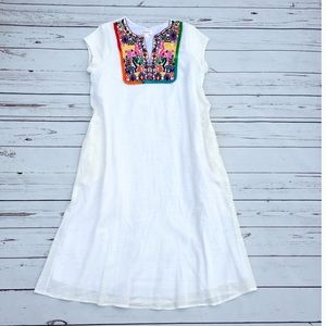 Embroidered Bib Dress